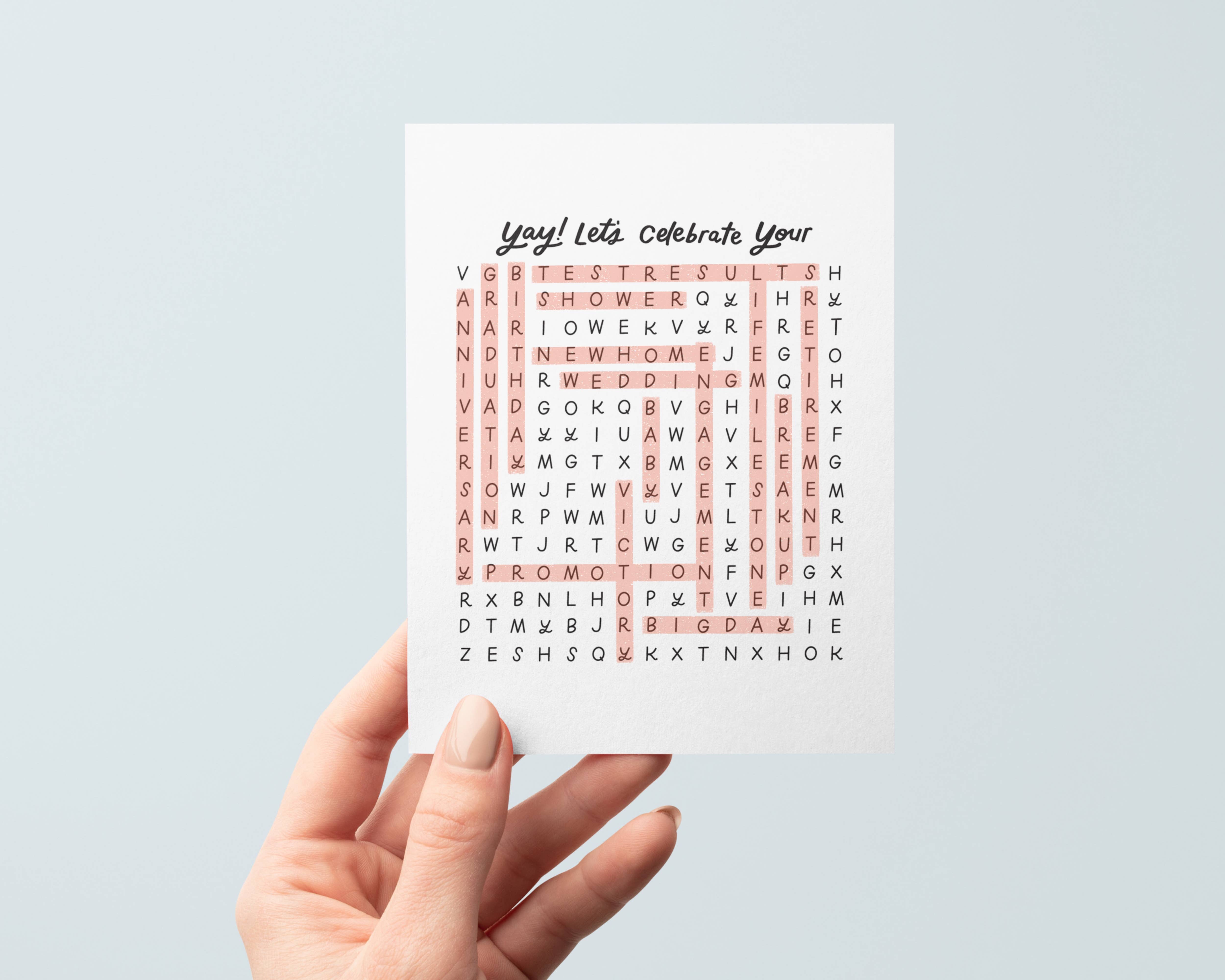 Just Follow Your Art - Wholesale Congratulations Card - Let's Celebrate Wordsearch Card | Interactive Card Congrats6