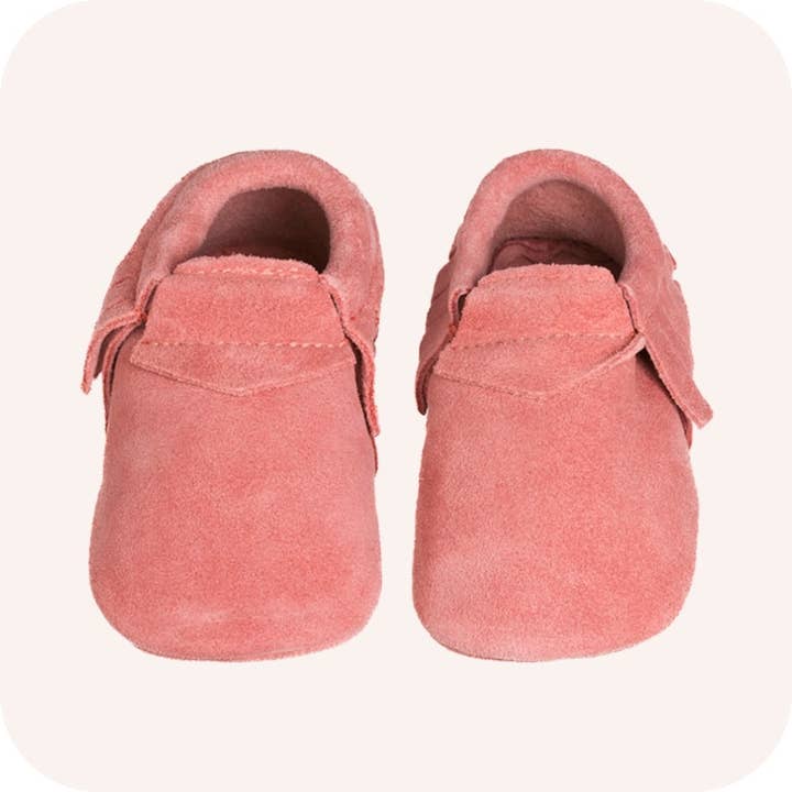 LAIT ET MIEL - Wholesale Booties - Baby - Coral Suede Baby Moccasin1