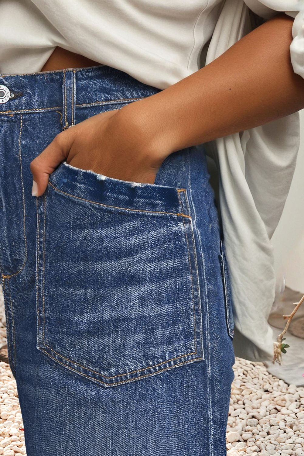 Bluing LDC Mimimalist Patch Pocket Womens Shift Jeans for wholesale on Faire2