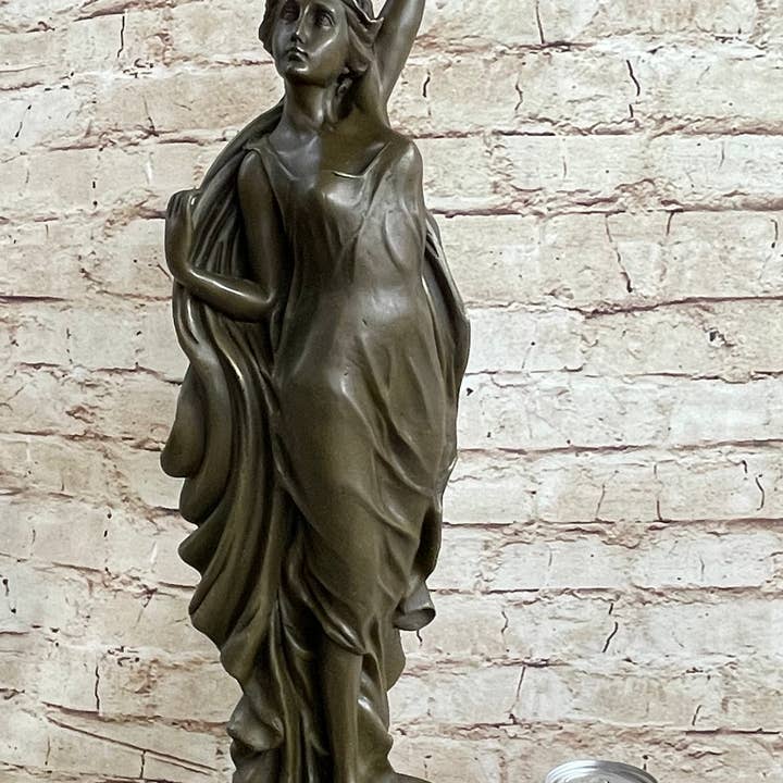 Bronzhaus - Wholesale Sculpture - Figurative Greek Roman Woman Candle Holder Candelabra Bronze Sculpture Statue Art