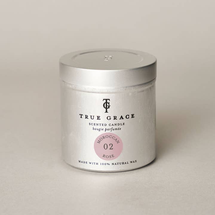 Moroccan Rose Tin Candle | Floral Scented, Natural Wax for wholesale by True Grace