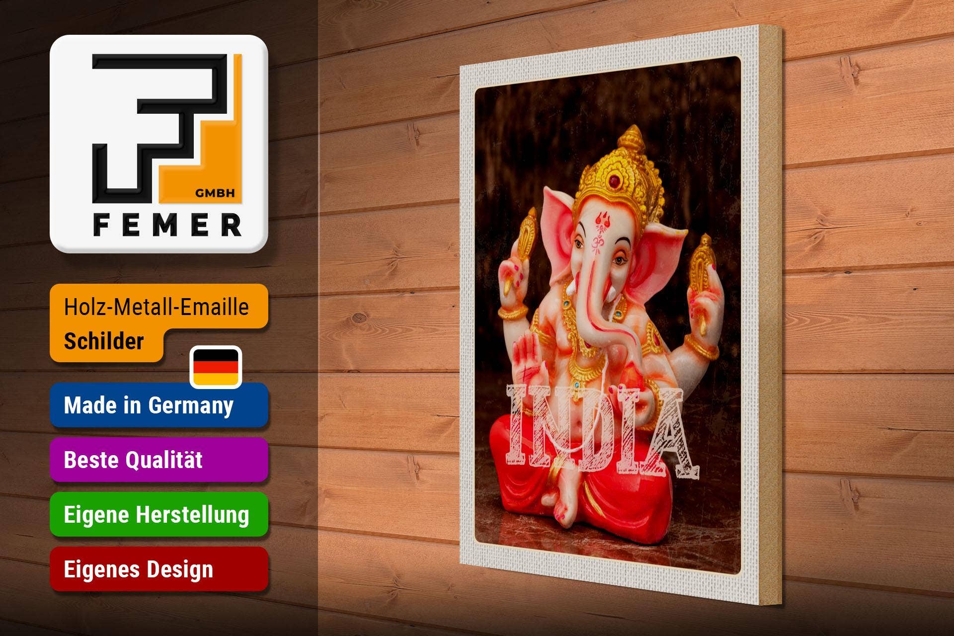 Femer - Wholesale Sculpture - Travel wooden sign 30x40 cm India sculpture Ganesha Hindu decoration2