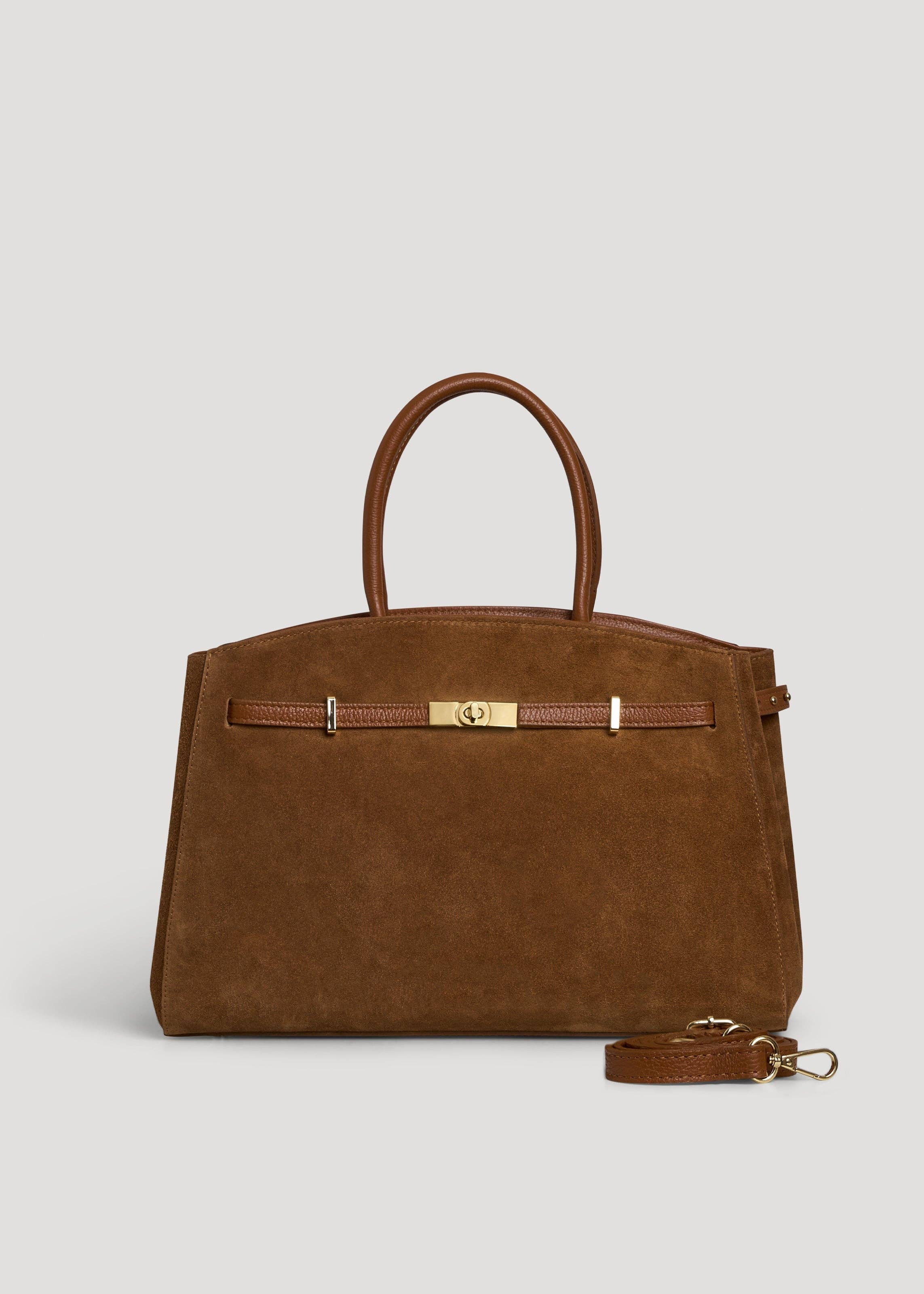 Voemièn - Wholesale Top Handle Bag - Women's - Driade Bag in Tan Suede and Dollar Leather4