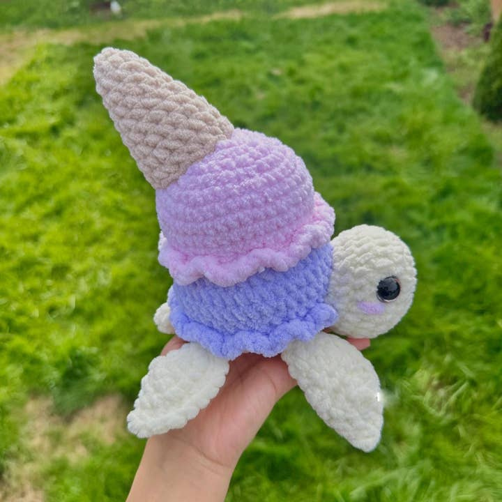 Cute Crochet Ice Cream Turtle, Lovely Amigurumi Turtle Gift for wholesale by TOMOPOD LLC