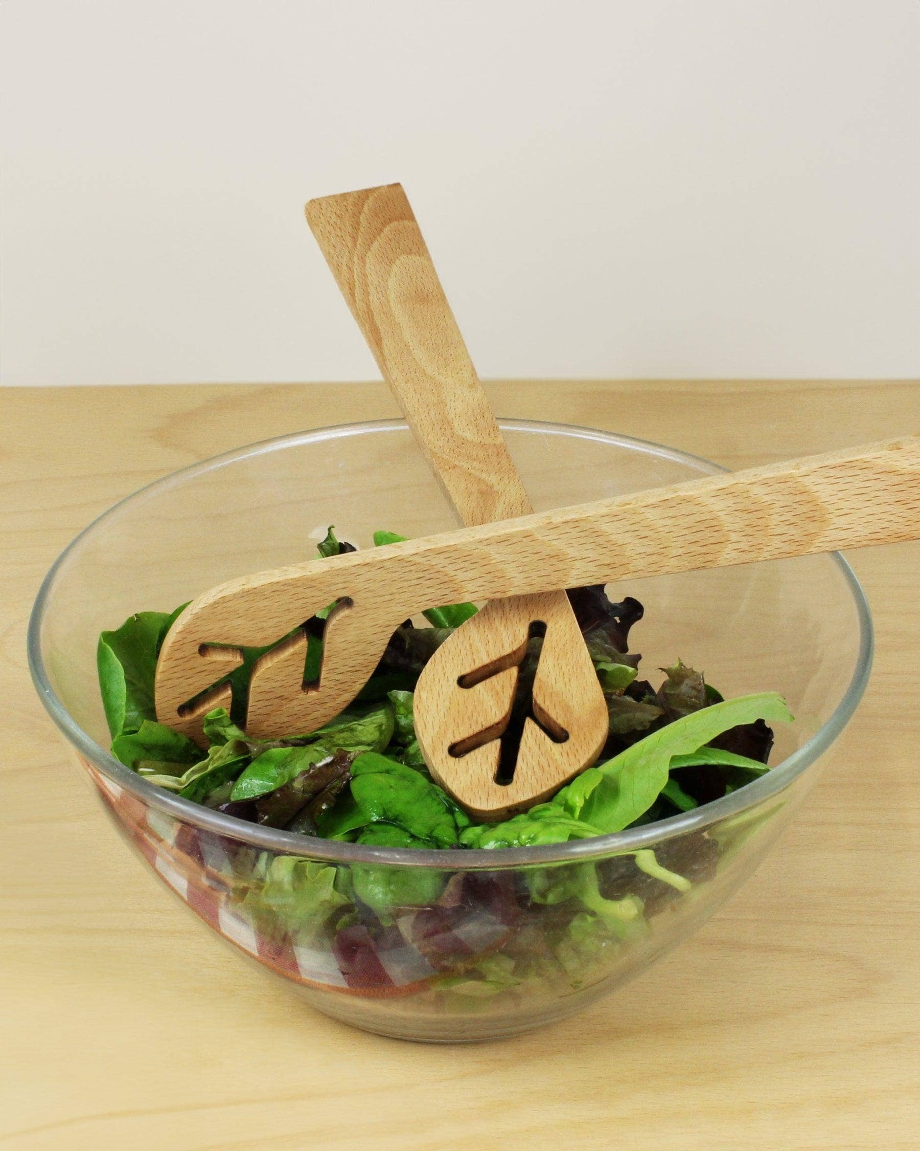 Reine Mère - Wholesale Serving Utensil - Du Bout des Feuilles - Beechwood salad servers1