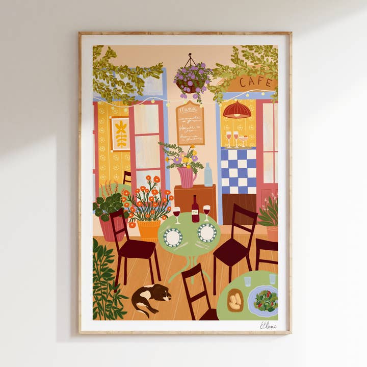 Sunshine Terrace Art Print | El Fresco Dining for wholesale by Elsa Eleni