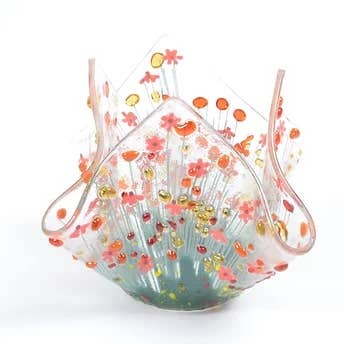 Pam Peters Designs – wholesale Candle holder – Handmade Fused Glass - Gerbera Small Tealight