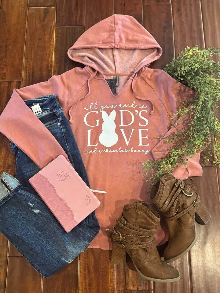 All you need is Gods love and a Chocolate Bunny Hoodie for wholesale by Two Kinds Of Krazy