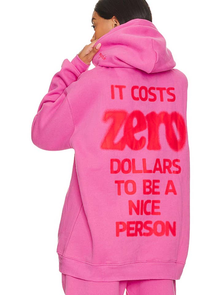 The Mayfair Group - Wholesale Hoodie - Women's - It Costs $0.00 To Be A Nice Person Pink Hoodie 3