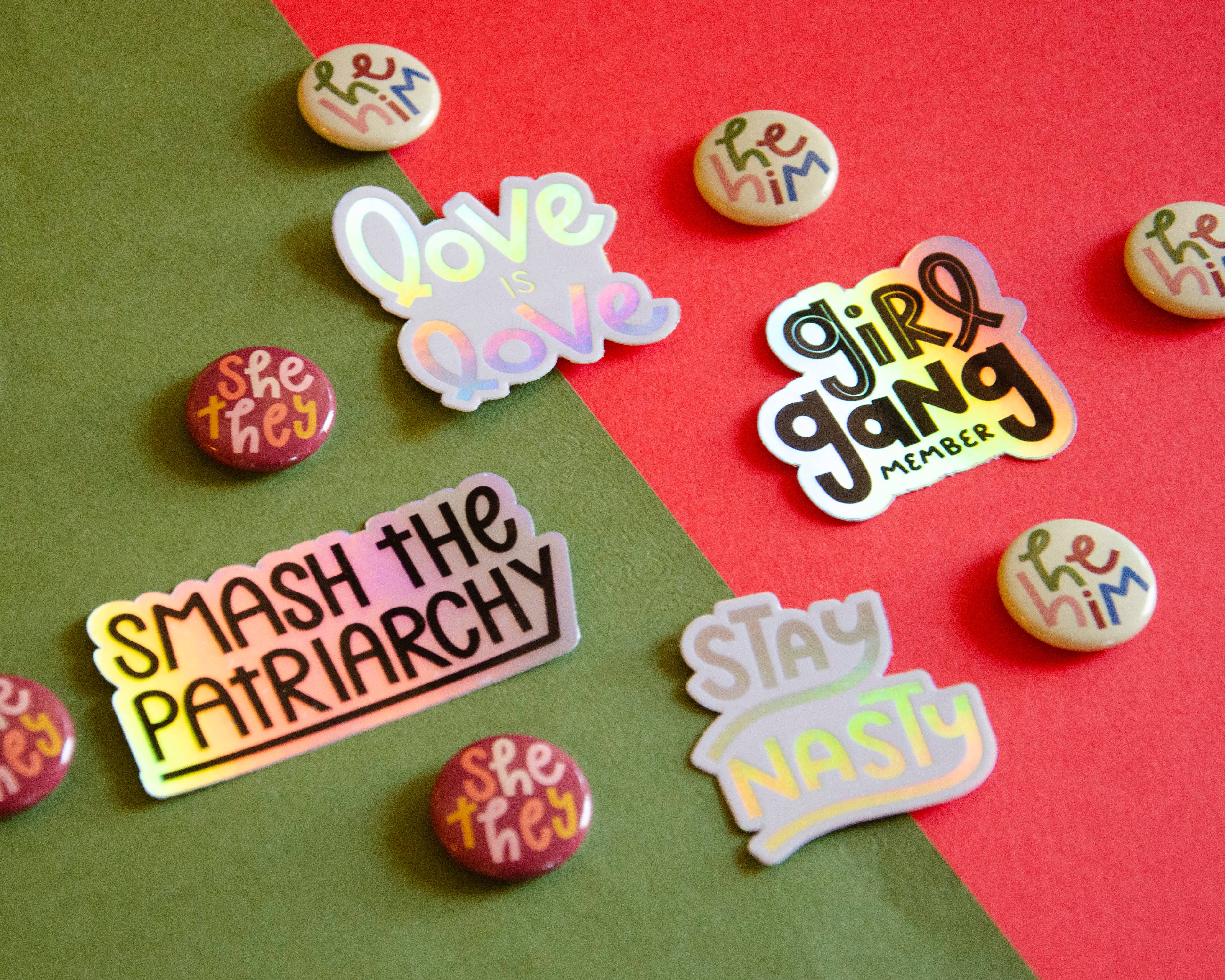 Twentysome Design - Wholesale Sticker - Smash the Patriarchy Feminist Holographic Sticker3