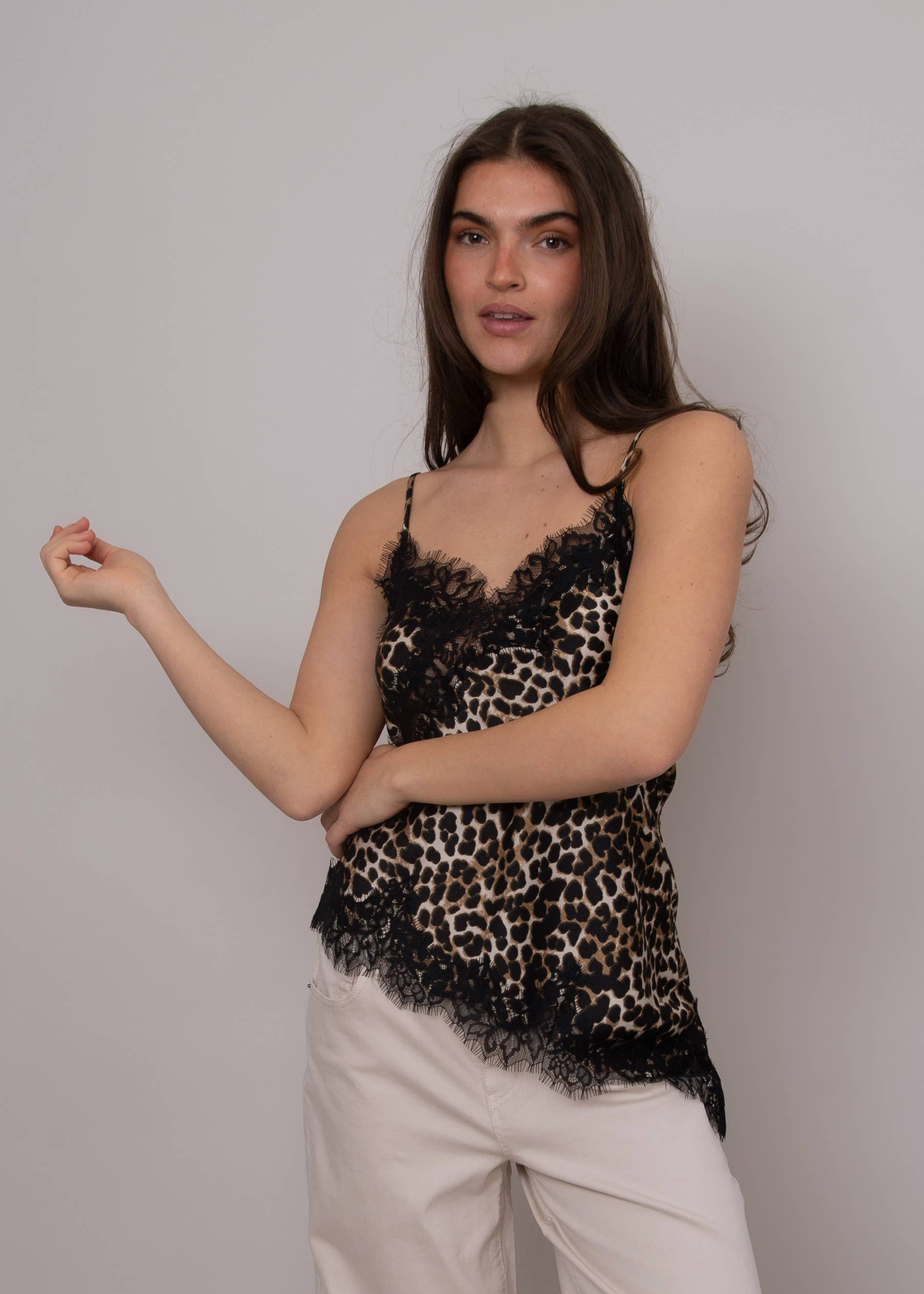 RD Style - Wholesale Camisole - Women's - REILA ASYMMETRIC CAMI W/ LACE TRIM- 57W451S12