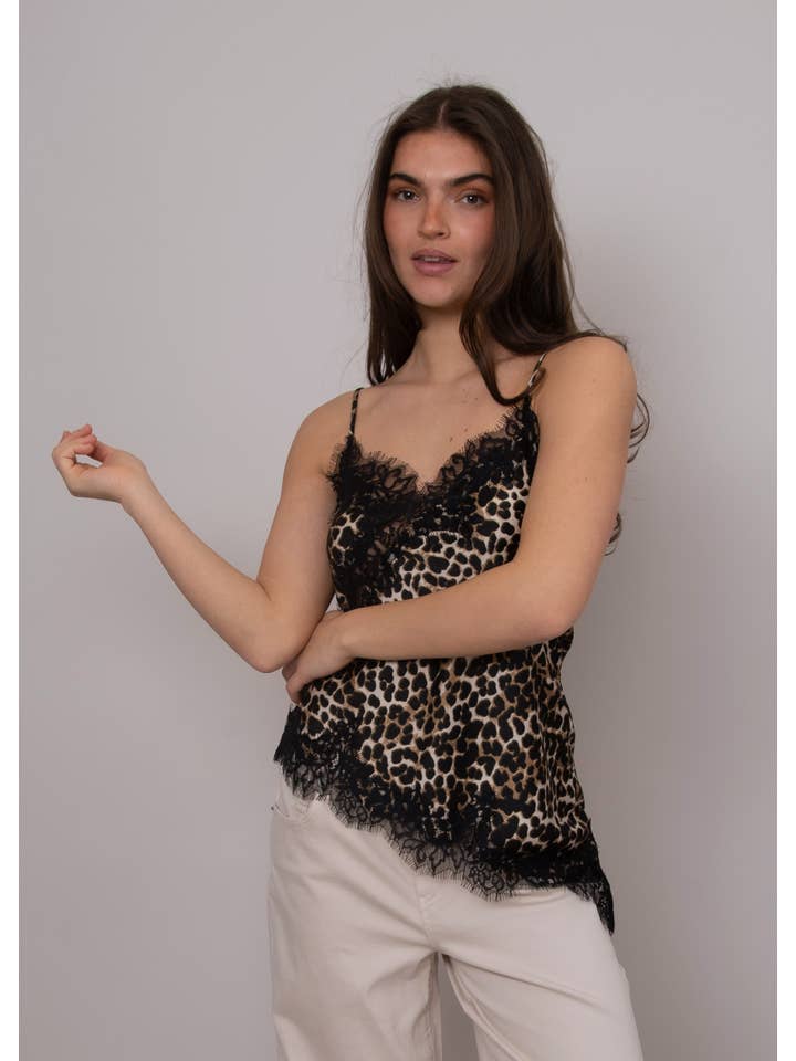 RD Style - Wholesale Camisole - Women's - REILA ASYMMETRIC CAMI W/ LACE TRIM- 57W451S12