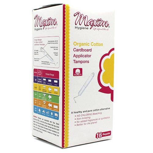 Maxim® Organic Cotton Cardboard Applicator Tampons, RG, 16ct for wholesale by Maxim Hygiene Products