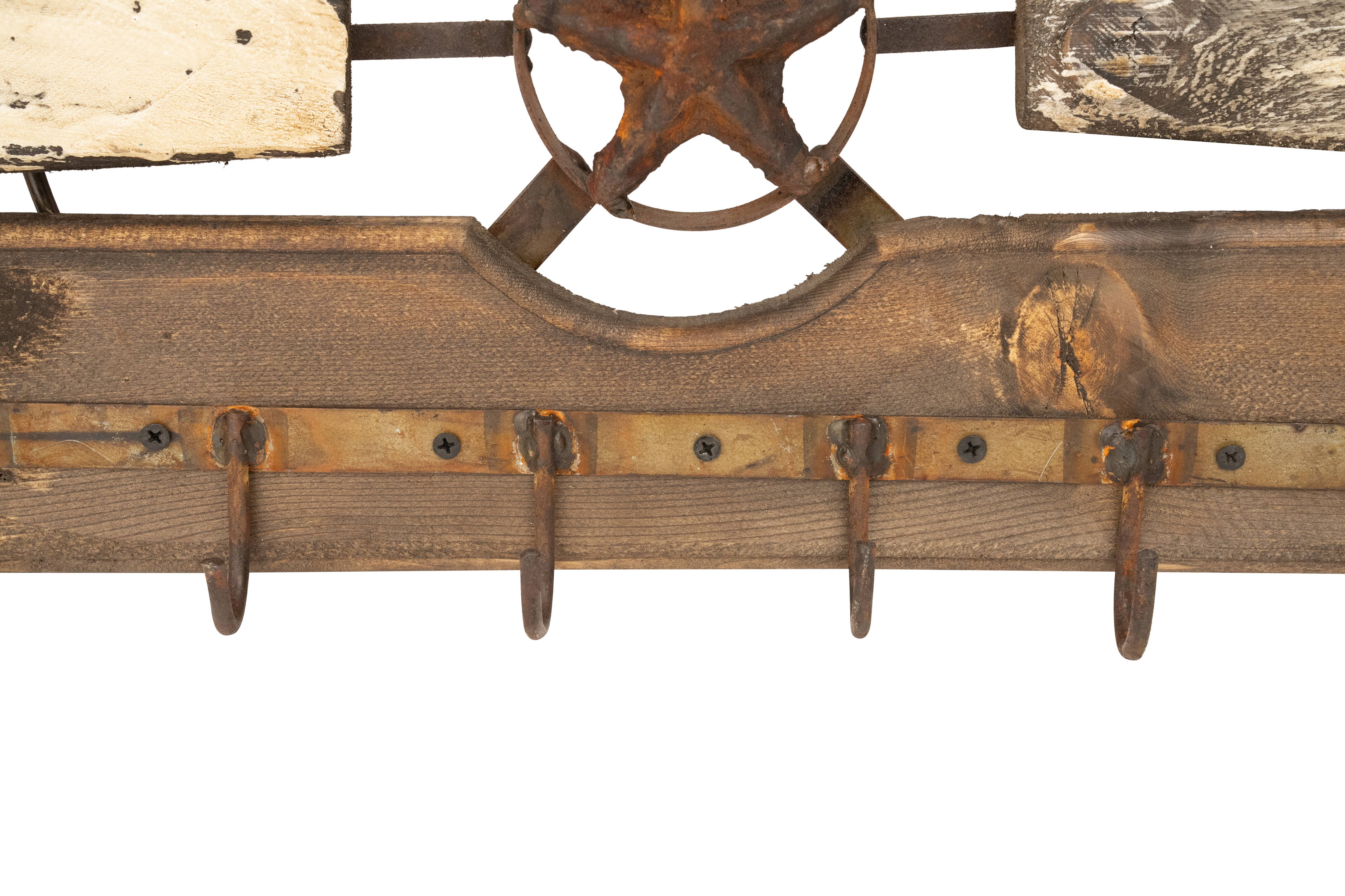 My Amigos Imports - Venta al por mayor Papel pintado 3D - Perchero de pared con estrella rústica de madera y hierro, estilo occidental, 51x41x8 cm8