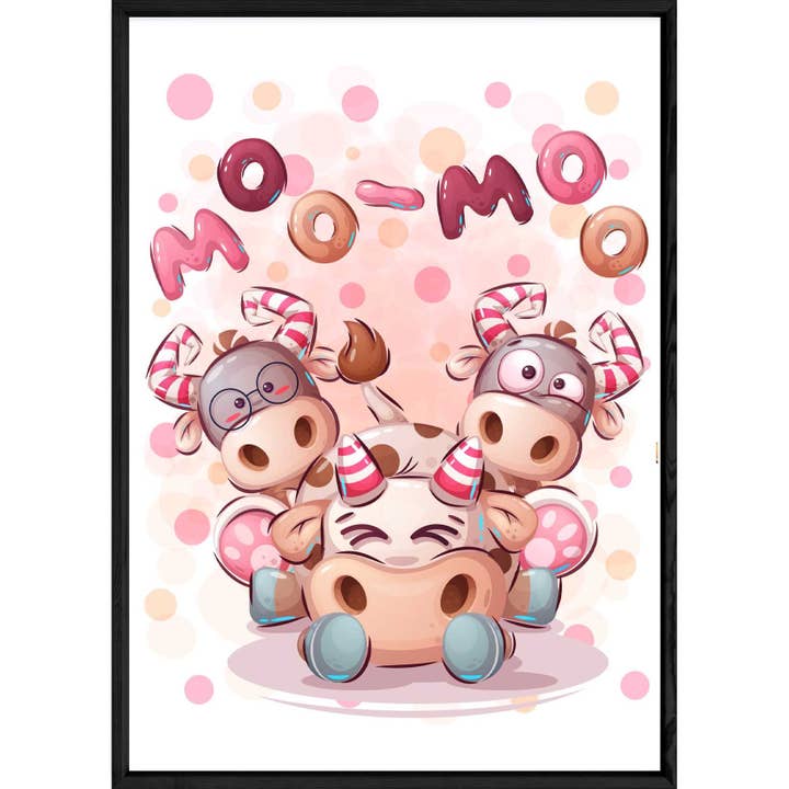 Tableau animal vache – 23x32 – Cadre en bois et en verre pour la vente par ELISE ET LOUISE