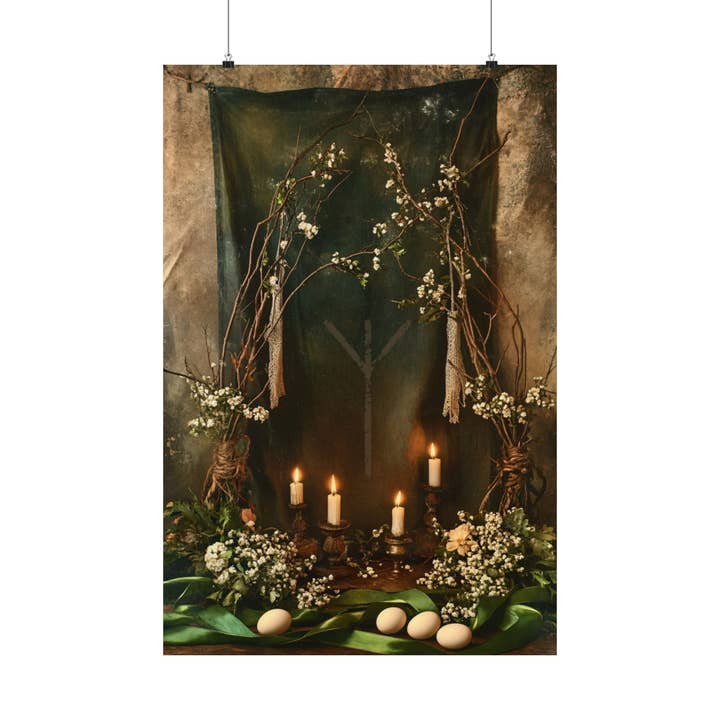 Beltane Altar Pagan Art Print for wholesale by Ye Curiosity Shoppe