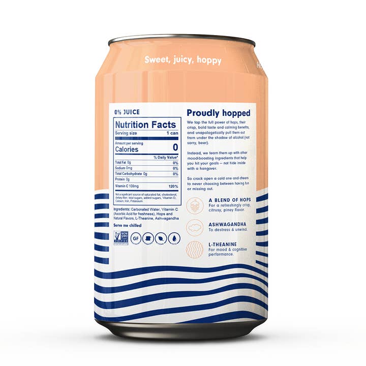 HOPWTR - Wholesale Sparkling Water - HOP WTR - Peach Sparkling Hop Water (12-Pack)