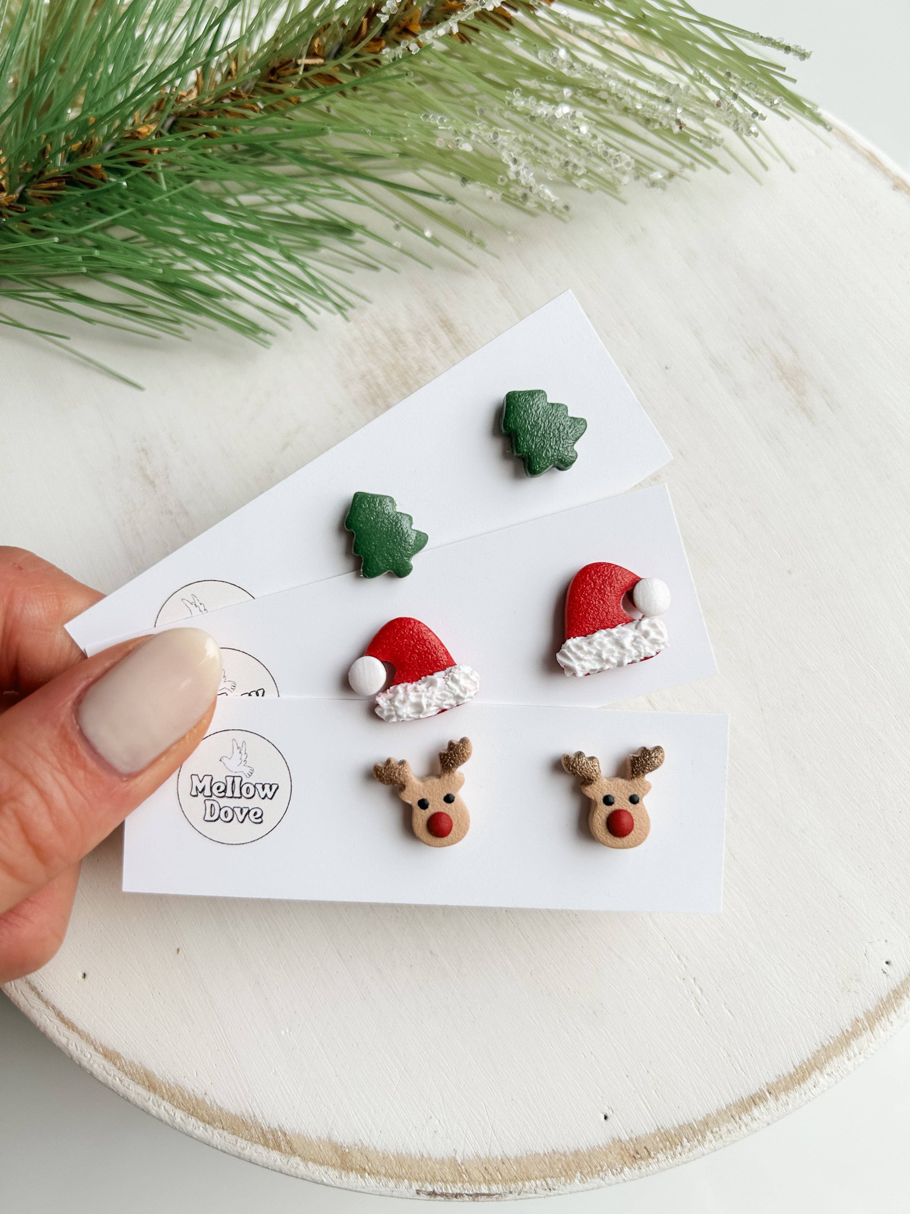Mellow Dove Designs – Engroshandel Ørestikkere – Rudolph Reindeer Studs | Boho unikke juleøreringe1