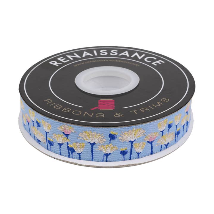 Blooms in Twilight - 7/8" width - Meadow - 15 Yard Spool for wholesale by Renaissance Ribbons