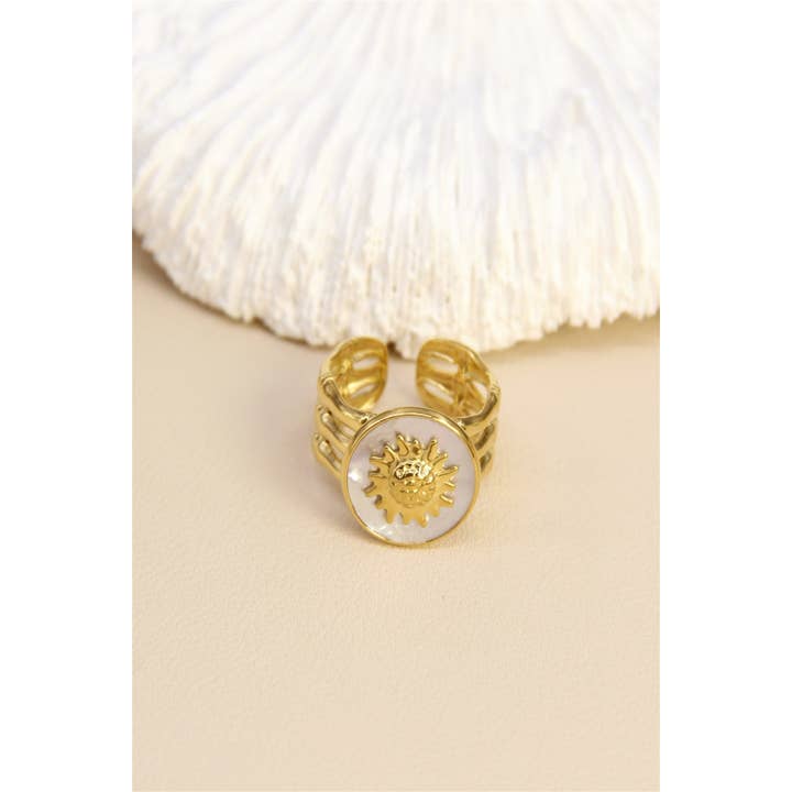 BELLISSIMA BIJOUX - Wholesale Cocktail/Statement Ring - Radiant Sun Ring – Gold Stainless Steel & Colored Enamel4