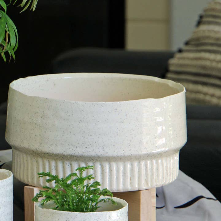 Jewel Martini Bowl, Ivory Speckle for wholesale by Pacific Home & Garden