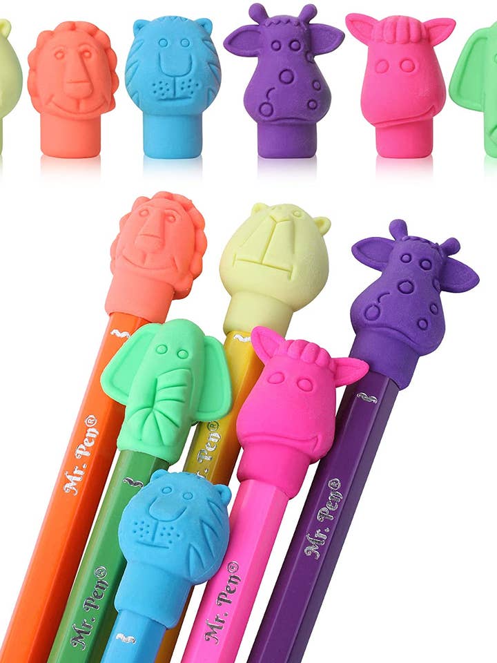 Cute Animal Pencil Top Erasers - 60 Pack for wholesale by Mr. Pen