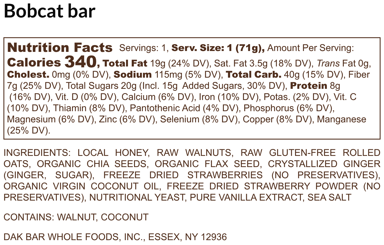 Dak Bar - Wholesale Snack Bar - Bobcat Bar - Walnuts, Strawberries & Ginger Snack Bar3