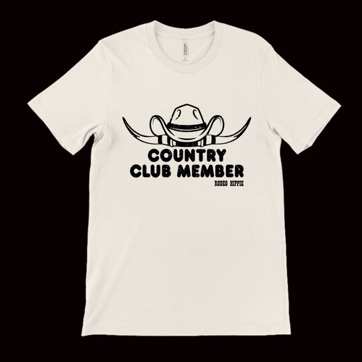 COUNTRY CLUB MEMBER TEE NATURAL/BLK for wholesale by Rodeo Hippie