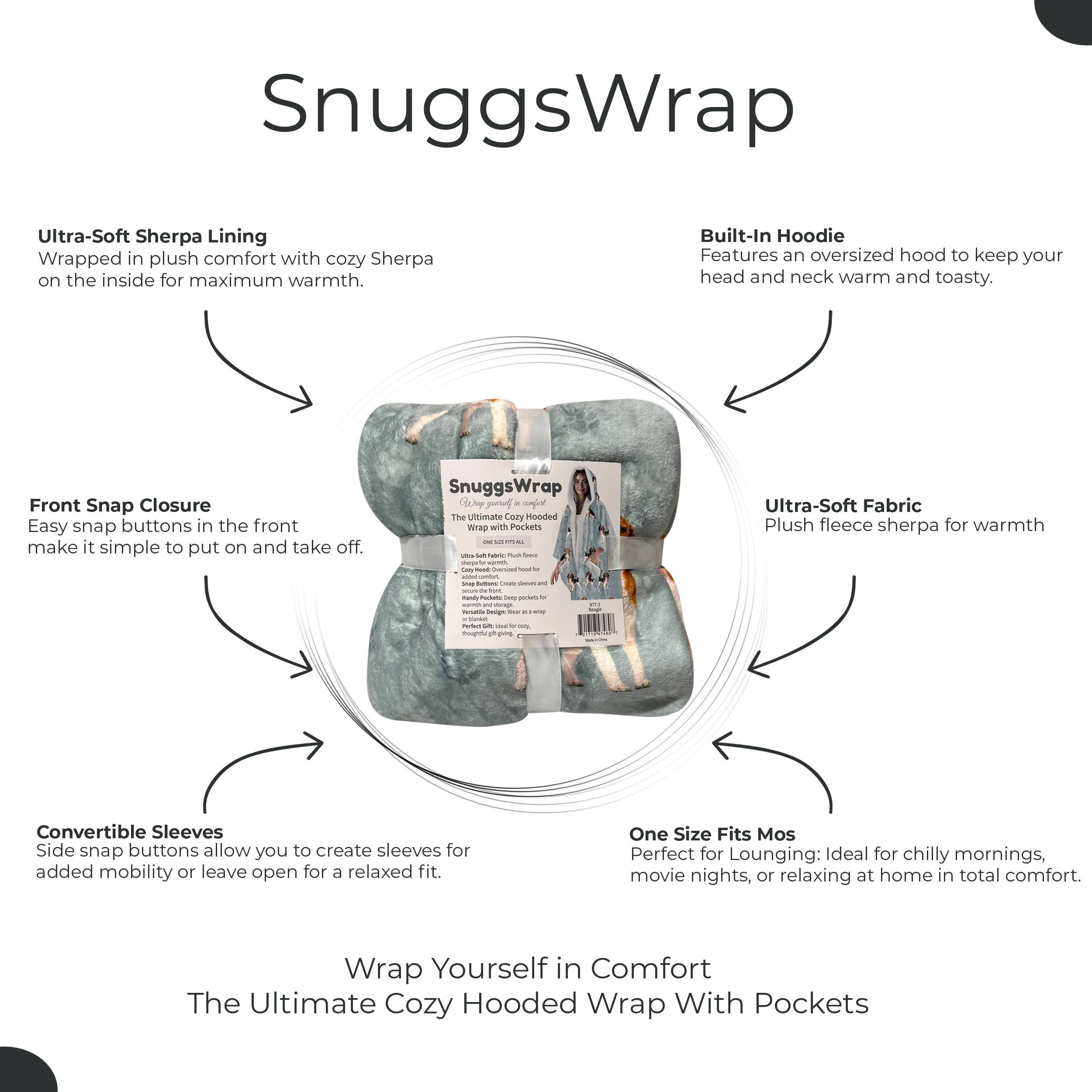 E&S Pets - Venta al por mayor Sudadera con capucha - Unisex - Envolturas Beagle Snugg con Capucha – Manta de Forro Polar Sherpa Ultra Suave para Amantes de las Mascotas3