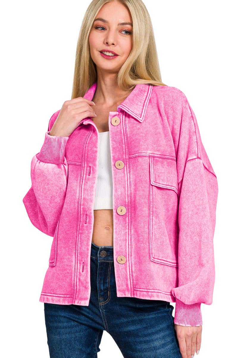 42POPS – Engroshandel Skjortejakke/shacket – til kvinder – ",,..SI-25336 Syrevasket Fleece Kort Jakke6