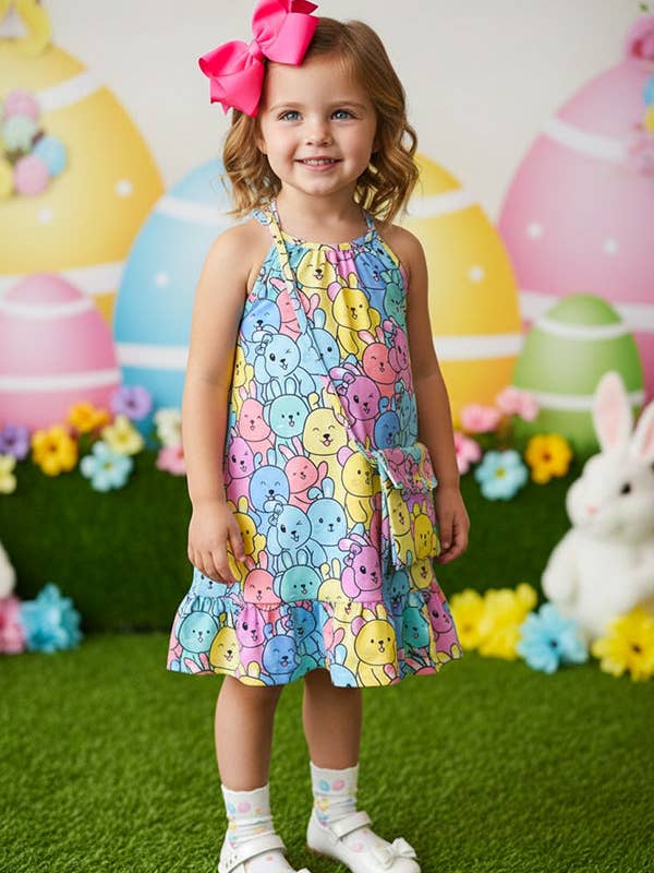 Easter bunny sleeveless girls dress w/bag XCH07001 for wholesale by luluclothes