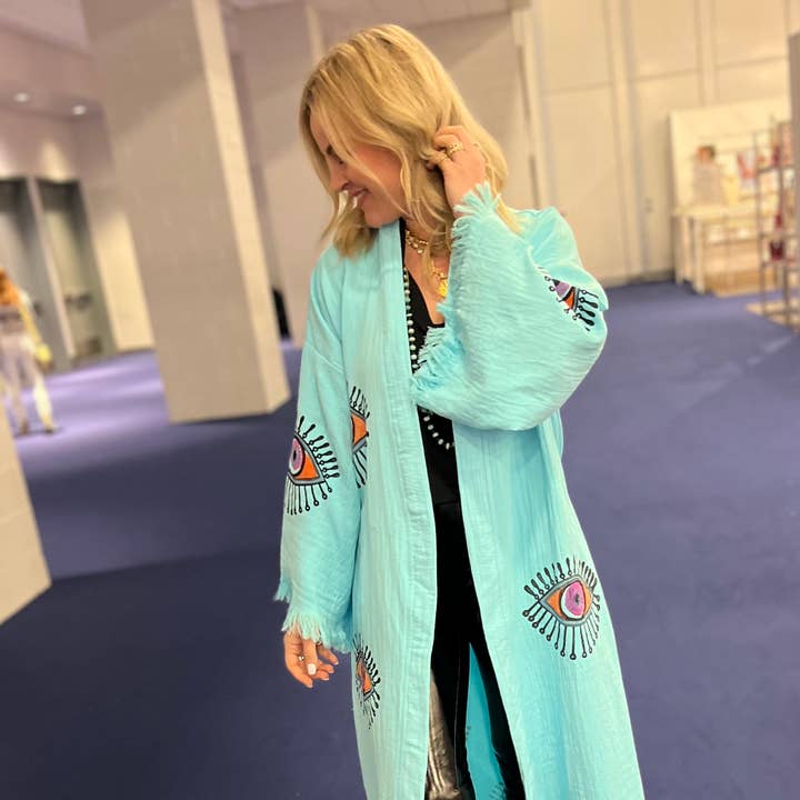 Turquoise Multi Eye Kaftan Christmas! for wholesale by Karli Buxton