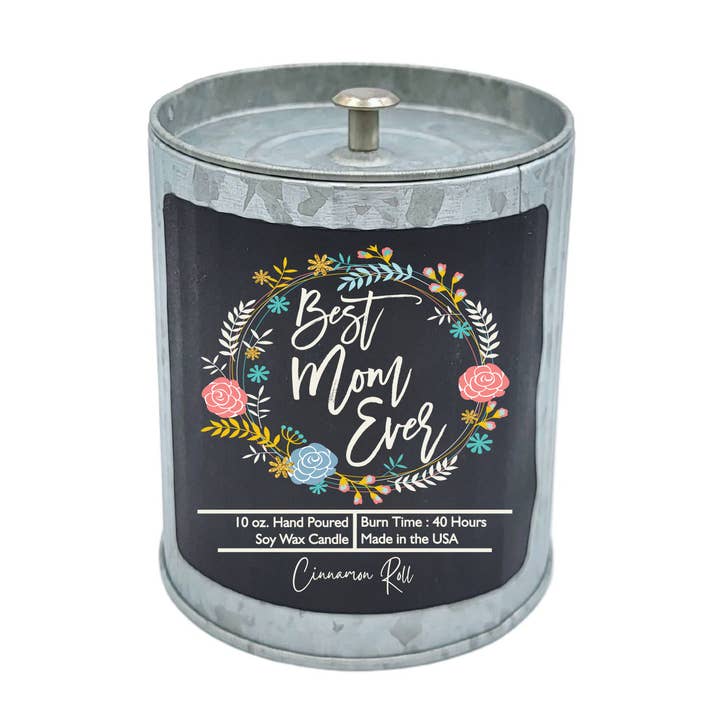Driftless Studios - Wholesale Jar/Filled Candle - Best Mom Ever Wreath - Mothers Day Soy Candle - Spring Decor0