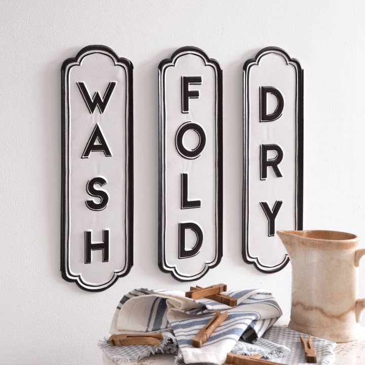 CTW Home Collection - Wholesale Sign - Set of Three Wash Dry Fold Signs
