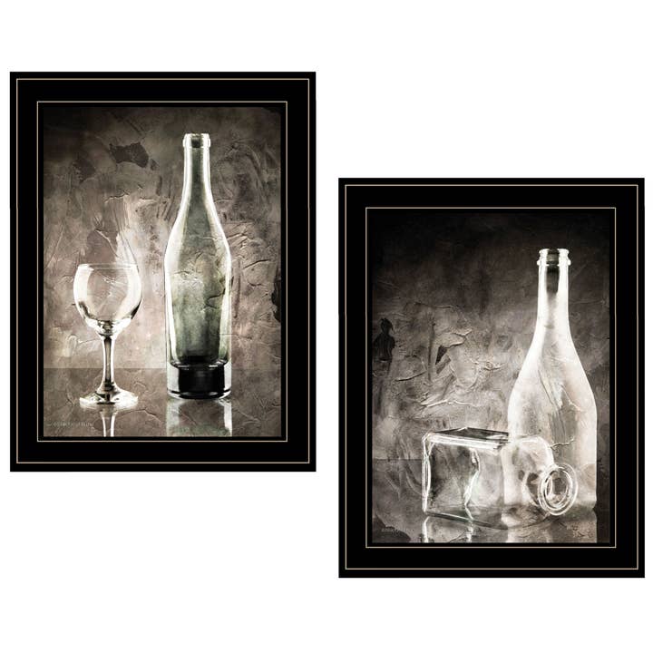 "Moody Gray Glassware Still Life" 2-Piece Vignette for wholesale by Trendy Decor 4U