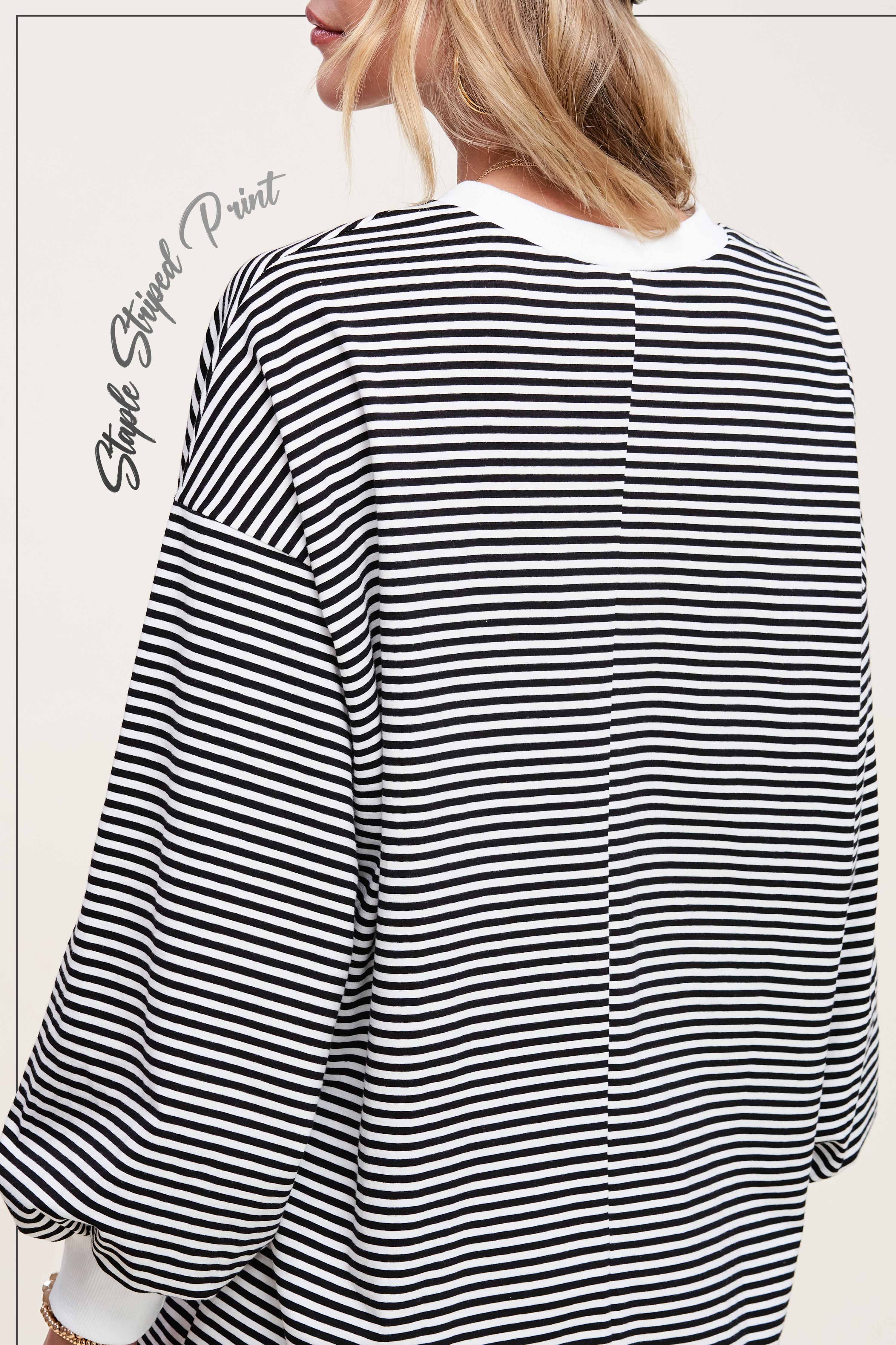 La Miel - Vente Haut en maille – femme - Pull oversize à manches longues rayé42