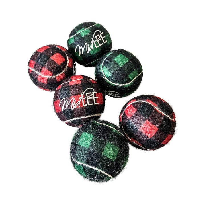 Midlee Dog Christmas Plaid Tennisballen (normaal) voor wholesale door Midlee Designs