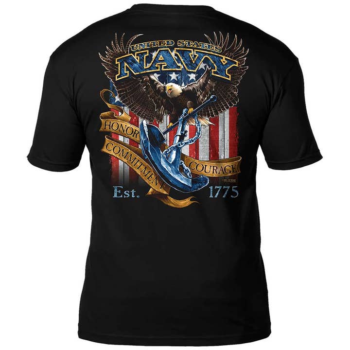 Black US Navy 'Fighting Eagle' 7.62 Design Battlespace Men's Tee for wholesale on Faire