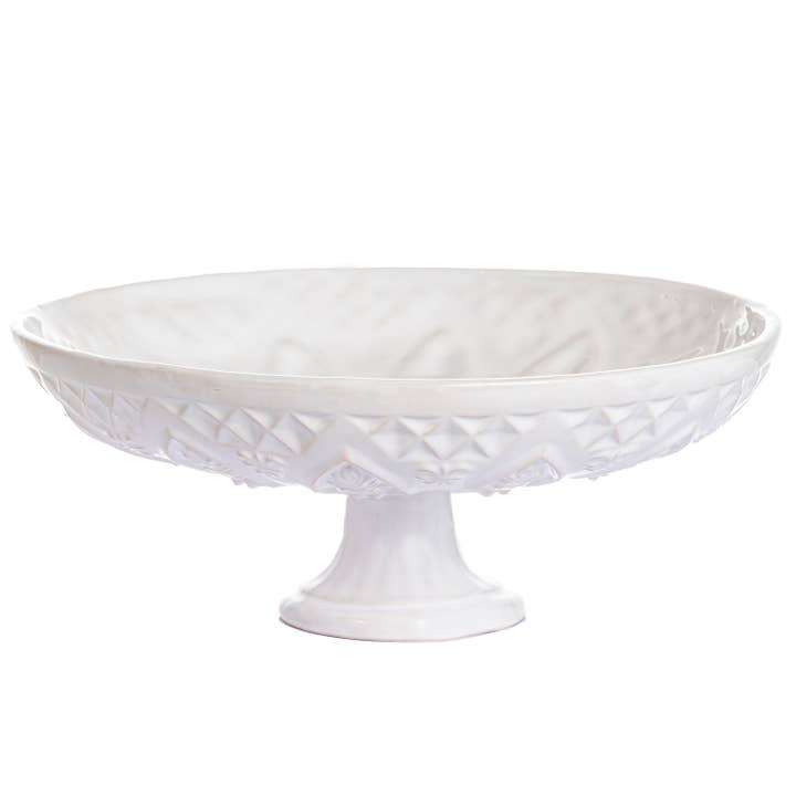 CMK Vintage Inspired Handmade Ceramic Cake Stand /White for wholesale by Coppermill Kitchen LLC