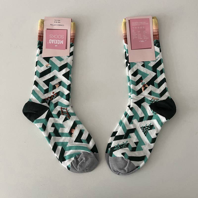 Tourtiwi - Wholesale Socks - Women's - Vintage Style Rose Floral Colored Crew Socks12