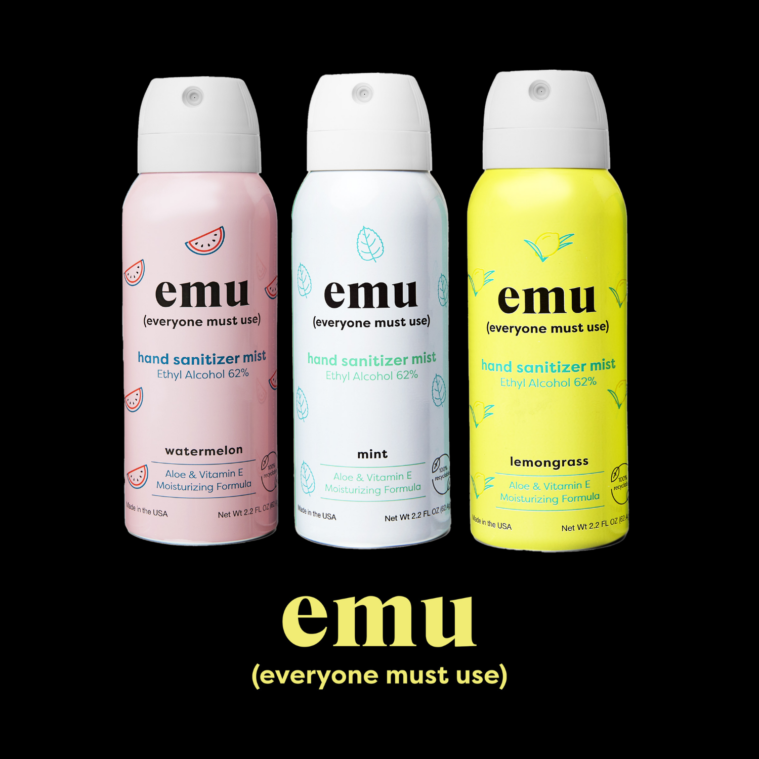 Closeouts Surplus & Salvage - Wholesale Hand Sanitizer - EMU Moisturizing Hand Sanitizer Mist 2.2oz  - 24 Pack6