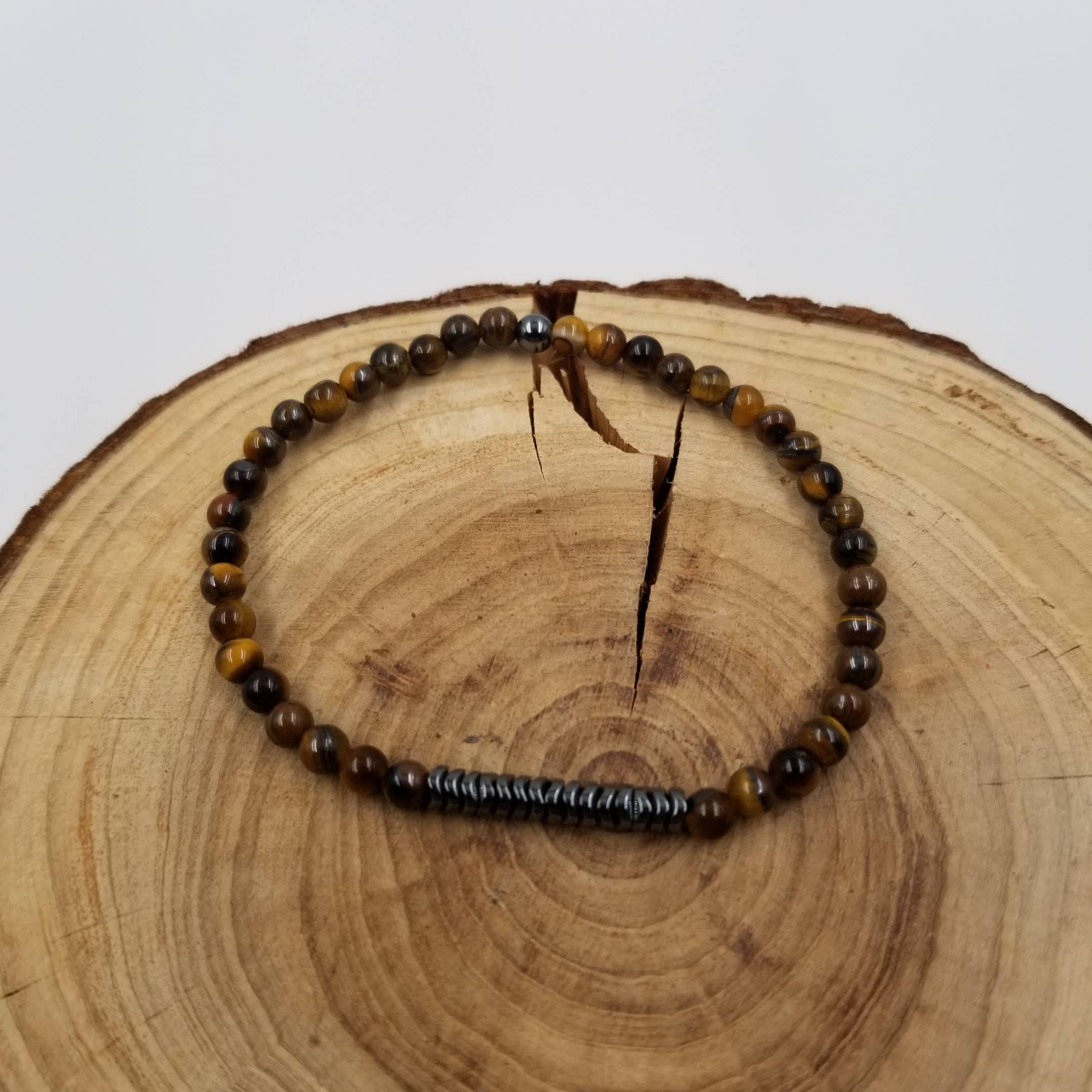 CHAKRA JEWELRY – wholesale Beaded bracelet – 4MM Natural Stone Black Gallstone Stacked Bracelet4
