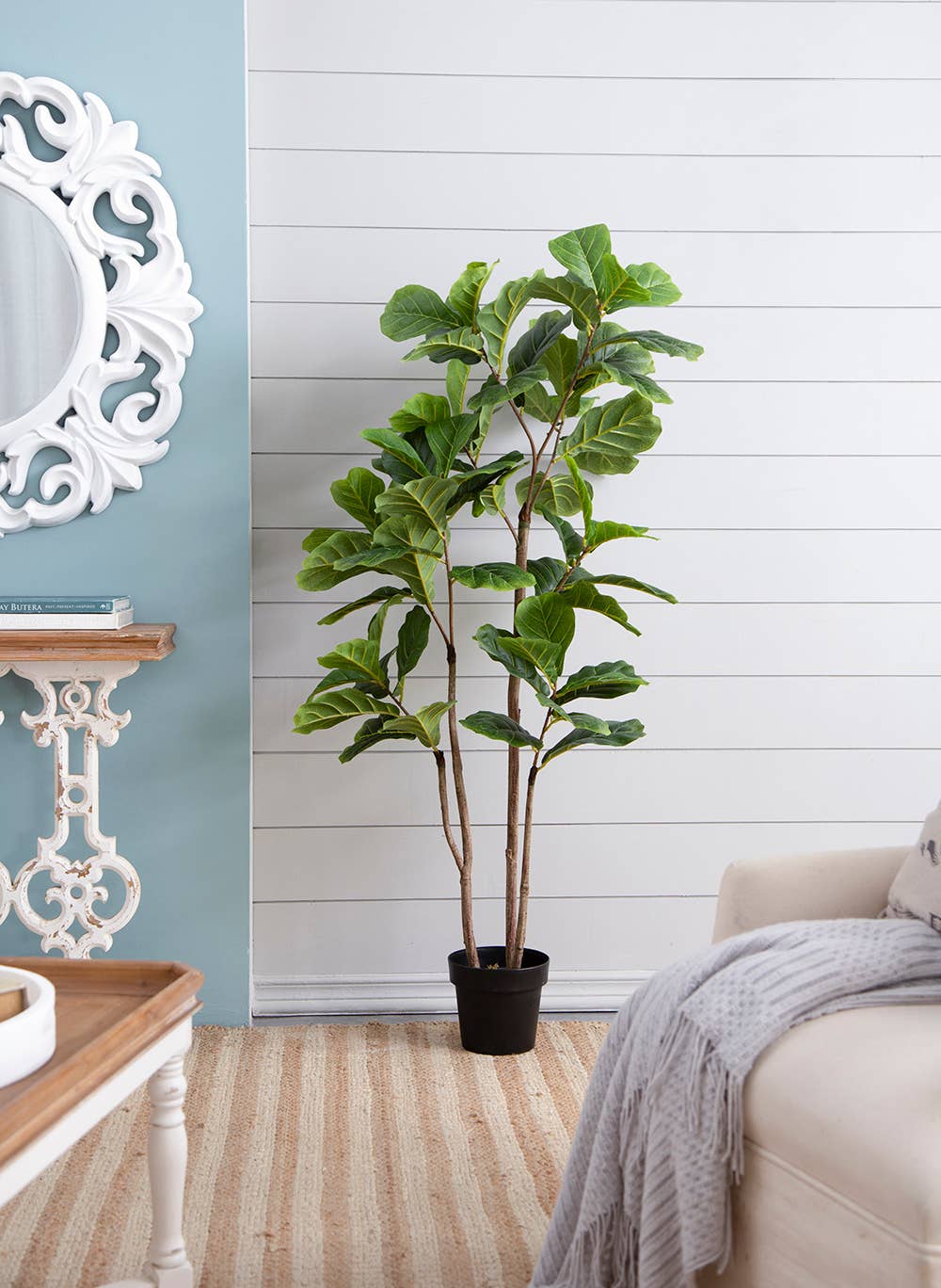 A&B Home Group Inc. – wholesale Artificial plant – 24x24x59"H Faux Fiddle Leaf Fig in Black Pot0