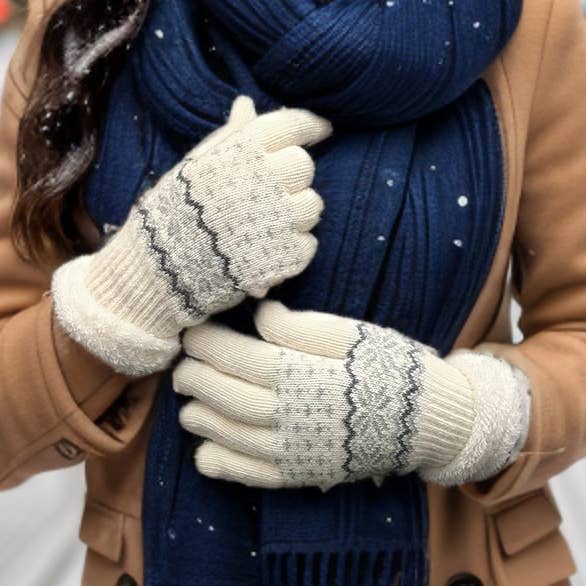 Fluffy Nordic Gloves - White for wholesale by Black Ginger