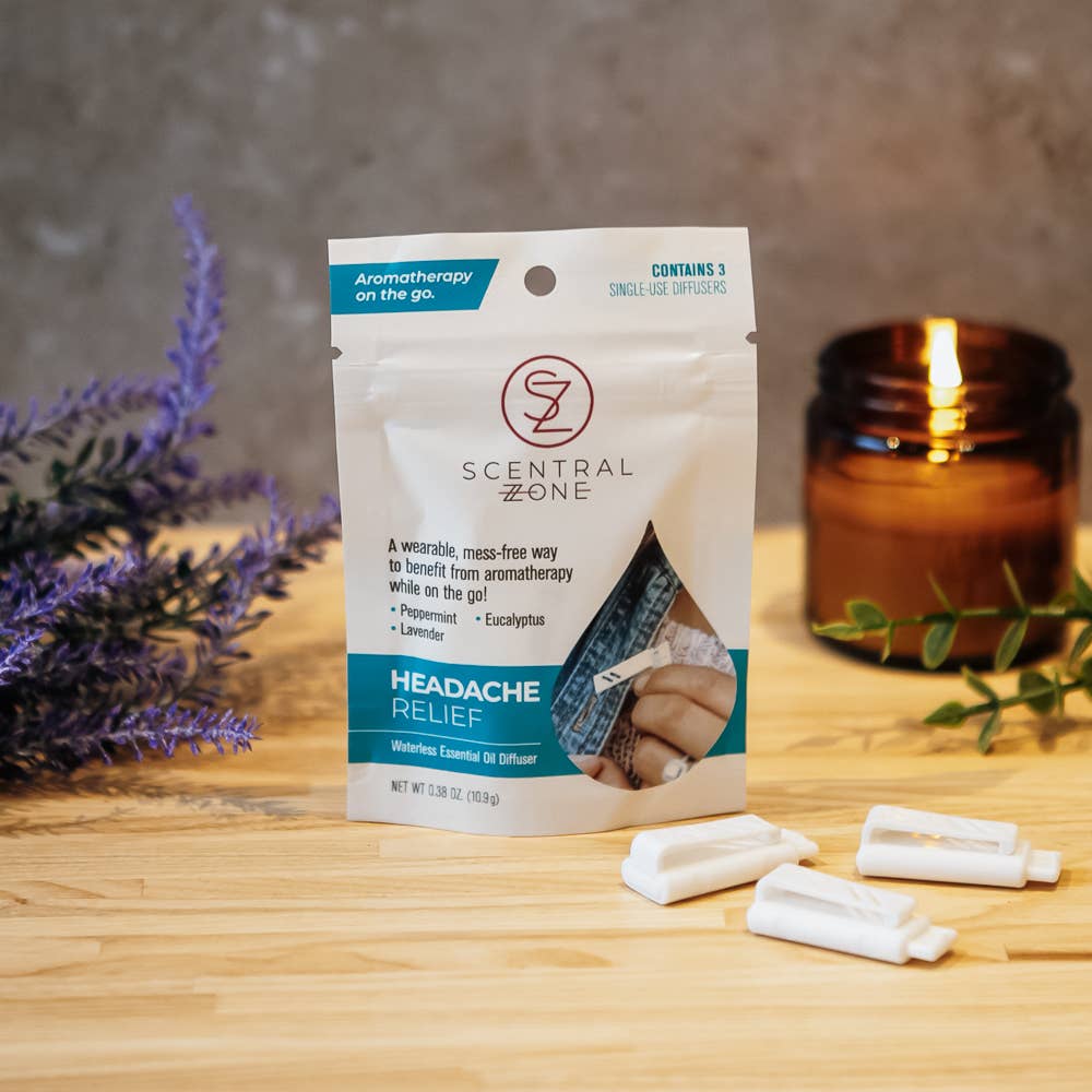 Scentral Zone Clean Beauty - Wholesale Aromatherapy Inhaler - Aromatherapy Diffusers: Headache Relief, 3-Pack Pouch2
