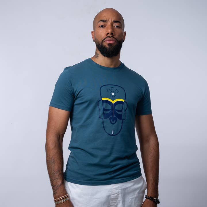 CAMISETA AZUL MÁSCARA GRANDE UNISSEX por atacado de KALETA