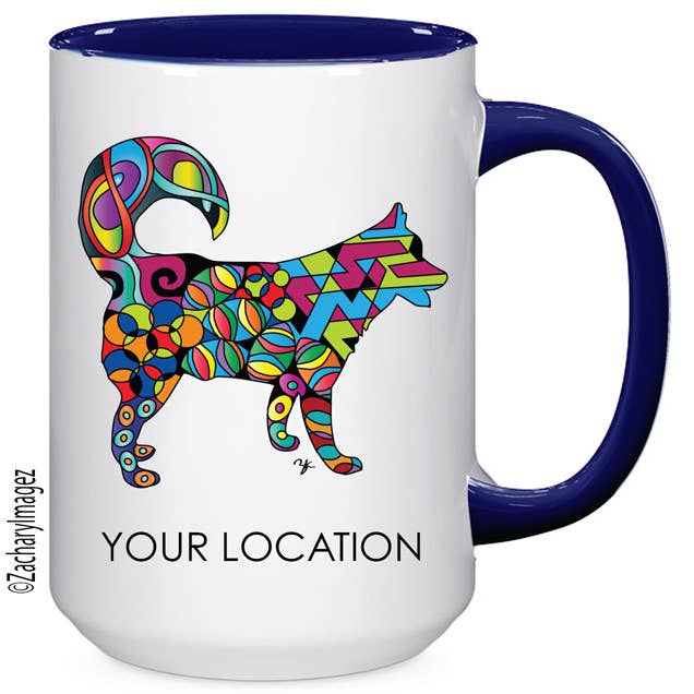 Colorful Husky 15 oz Ceramic Mug for wholesale by Zachary Imagez