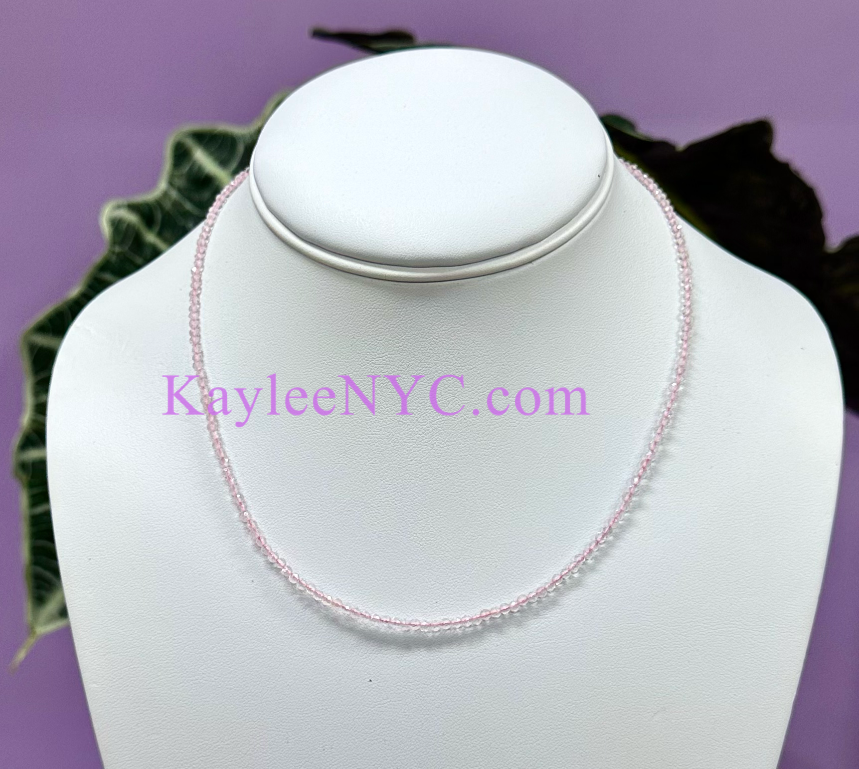 KayleeNYC - Wholesale Beaded/Pearl Necklace - 2mm Natural Rose Quartz Necklaces Crystals Healing Energy4
