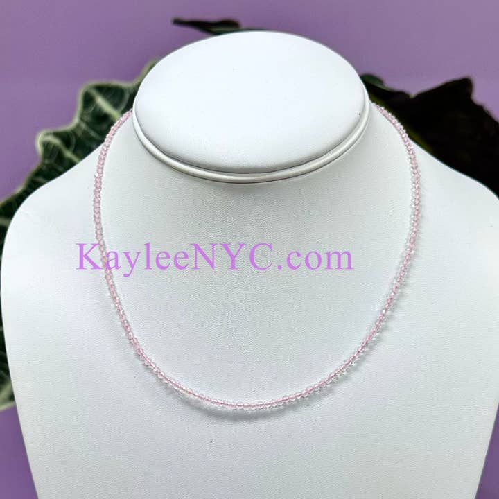 KayleeNYC - Wholesale Beaded/Pearl Necklace - 2mm Natural Rose Quartz Necklaces Crystals Healing Energy4