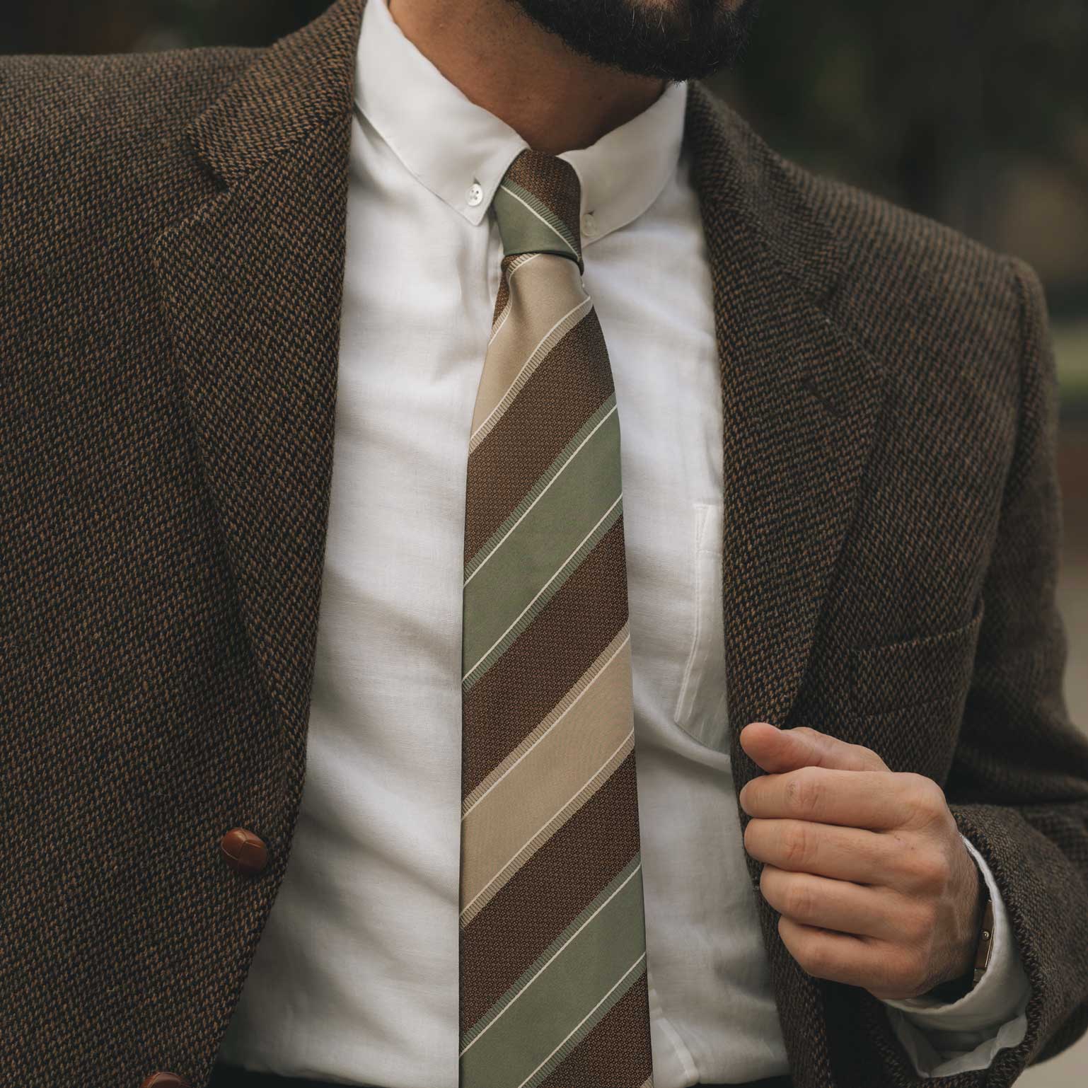 Elizabetta Made in Italy USA – wholesale Necktie – Men’s – Ferrari - Silk Jacquard Tie - Green and Brown4